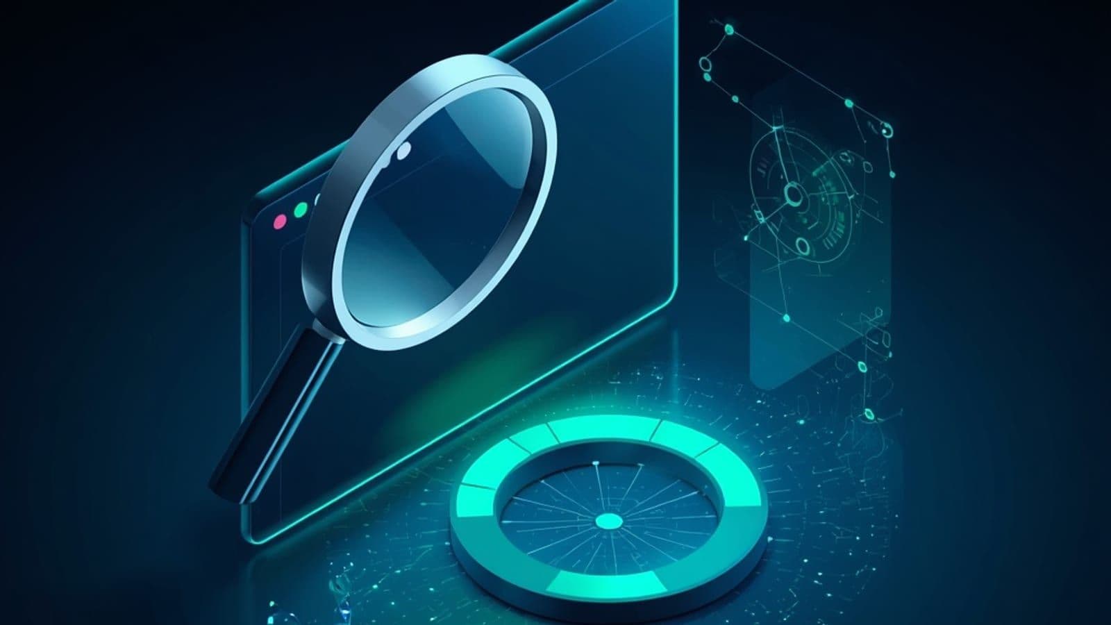 SEO-чекер Digital Business: лупа сканирует сайт, шкала оценки